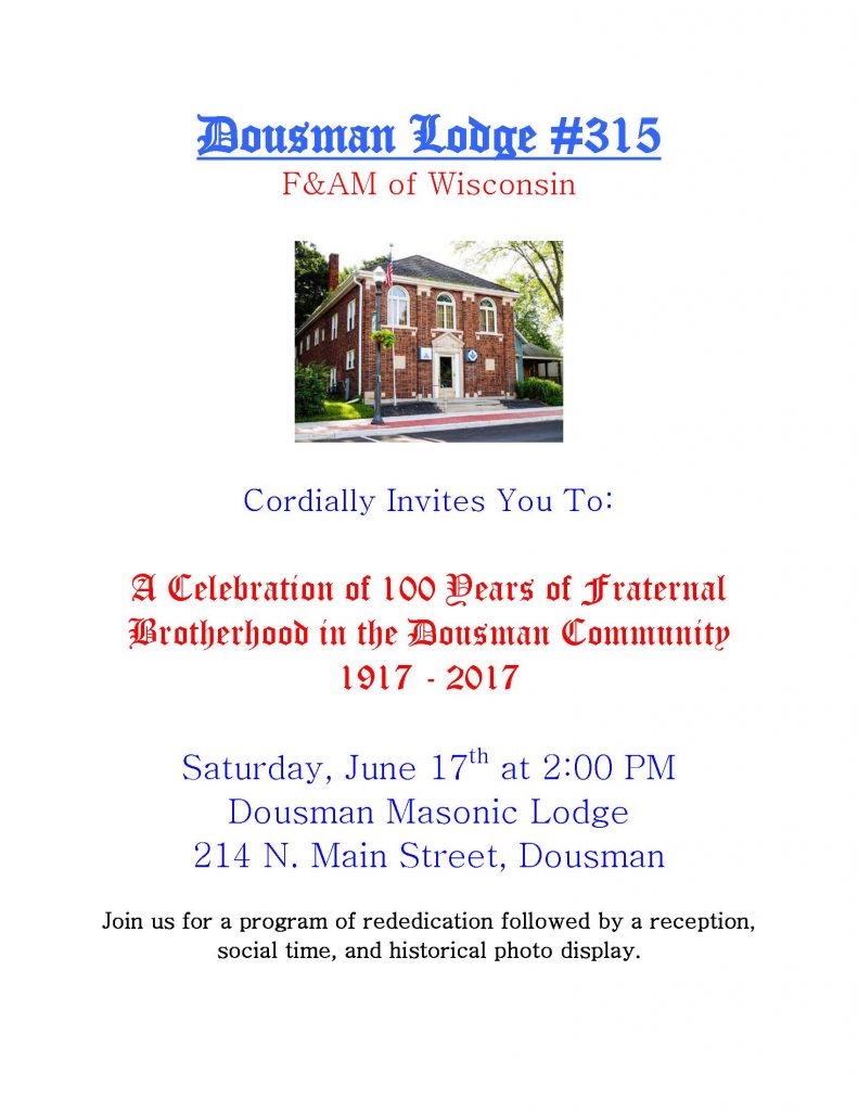 Dousman Masonic Lodge Centennial