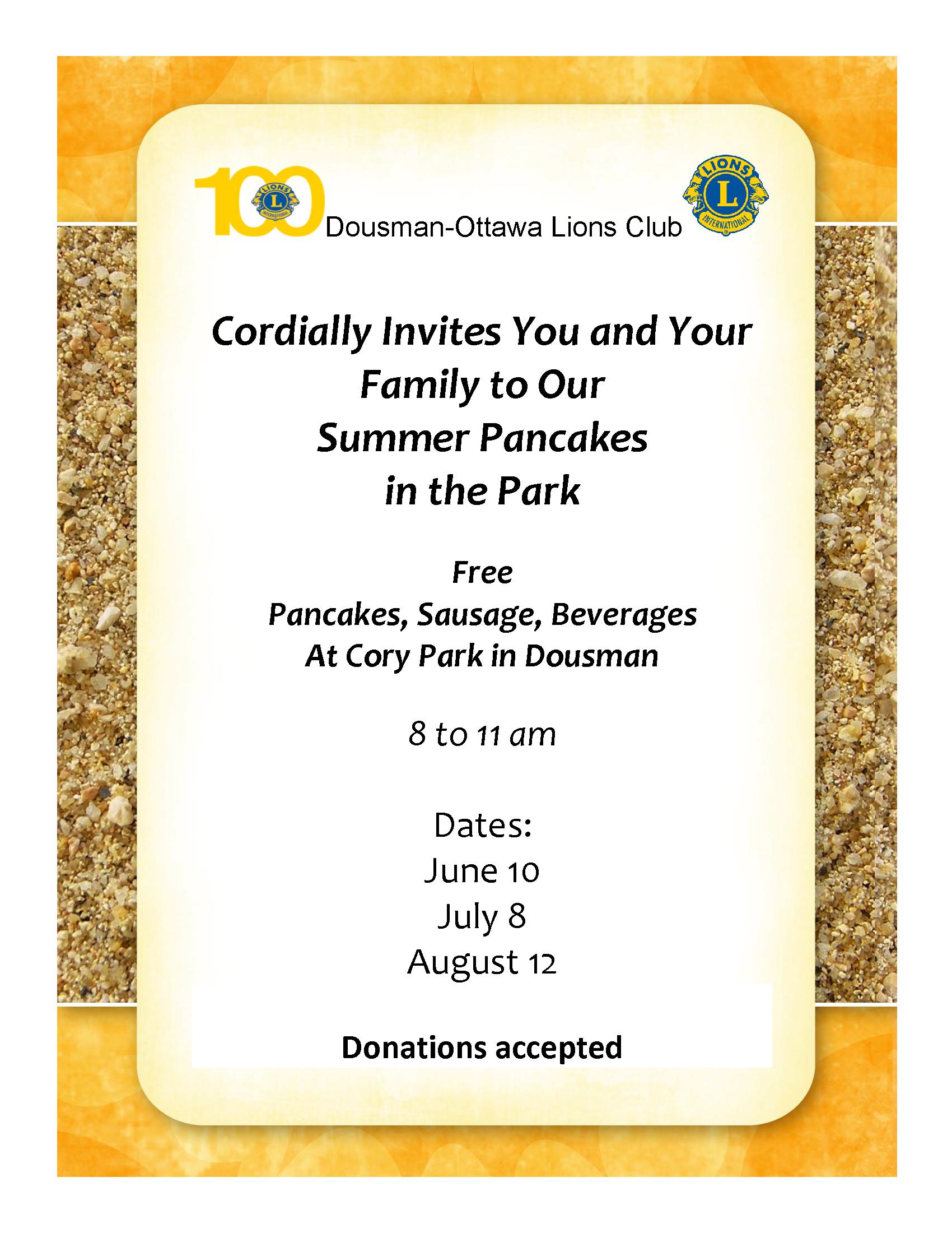 Pancakes in the Park June, July, and August 2018 DousmanOttawa