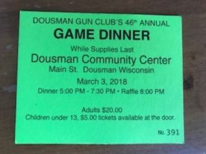 Dousman Gun Club Annual Game Dinner @ Dousman Community Center | Dousman | Wisconsin | United States