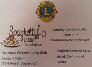 Lions Spaghetti Dinner @ Dousman-Ottawa Lions Community Center