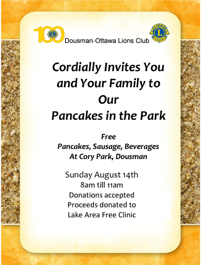 Dousman Ottawa Lions Pancakes in the Park @ Cory Park
